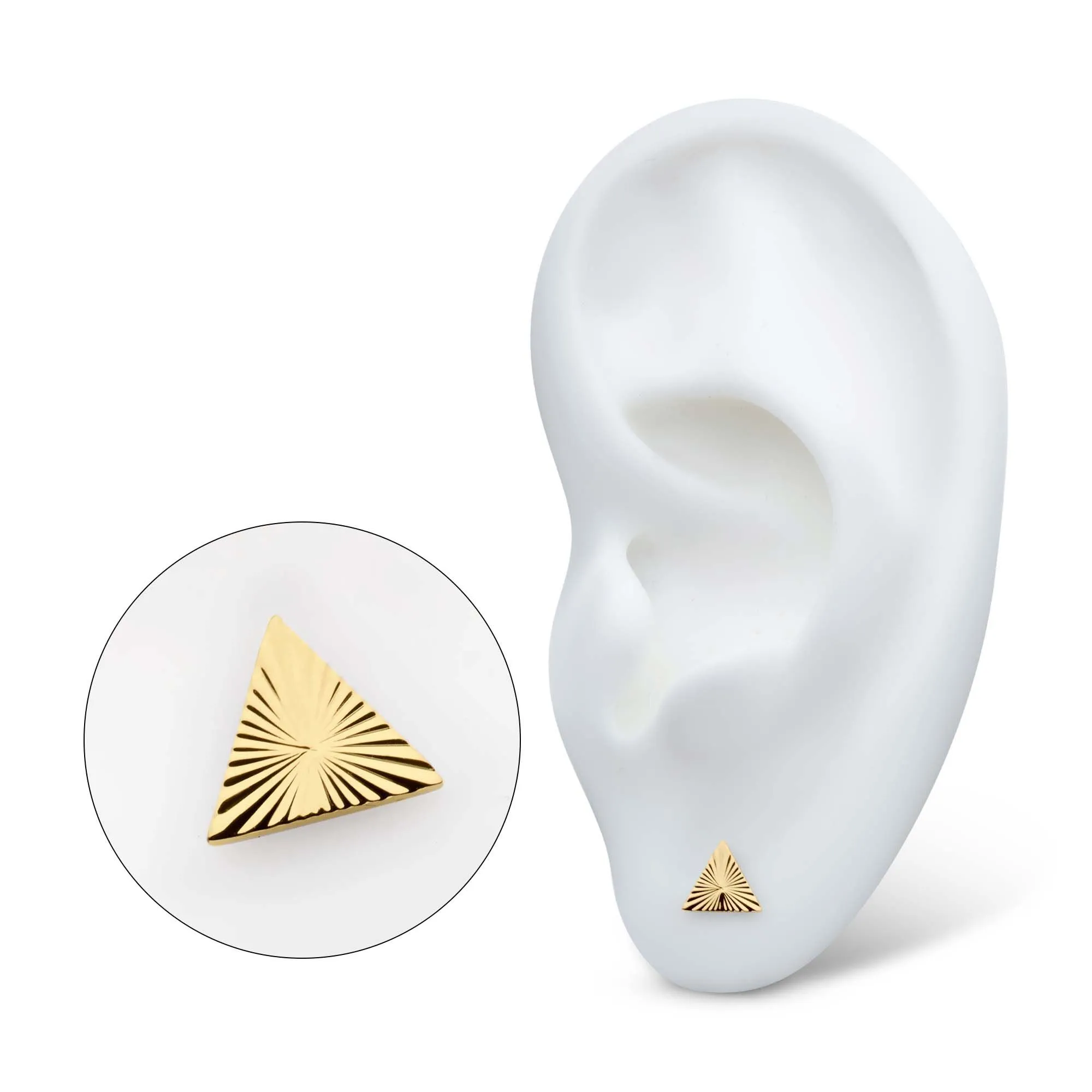 24Kt Gold PVD Titanium Internally Threaded Corrugated Triangle Top