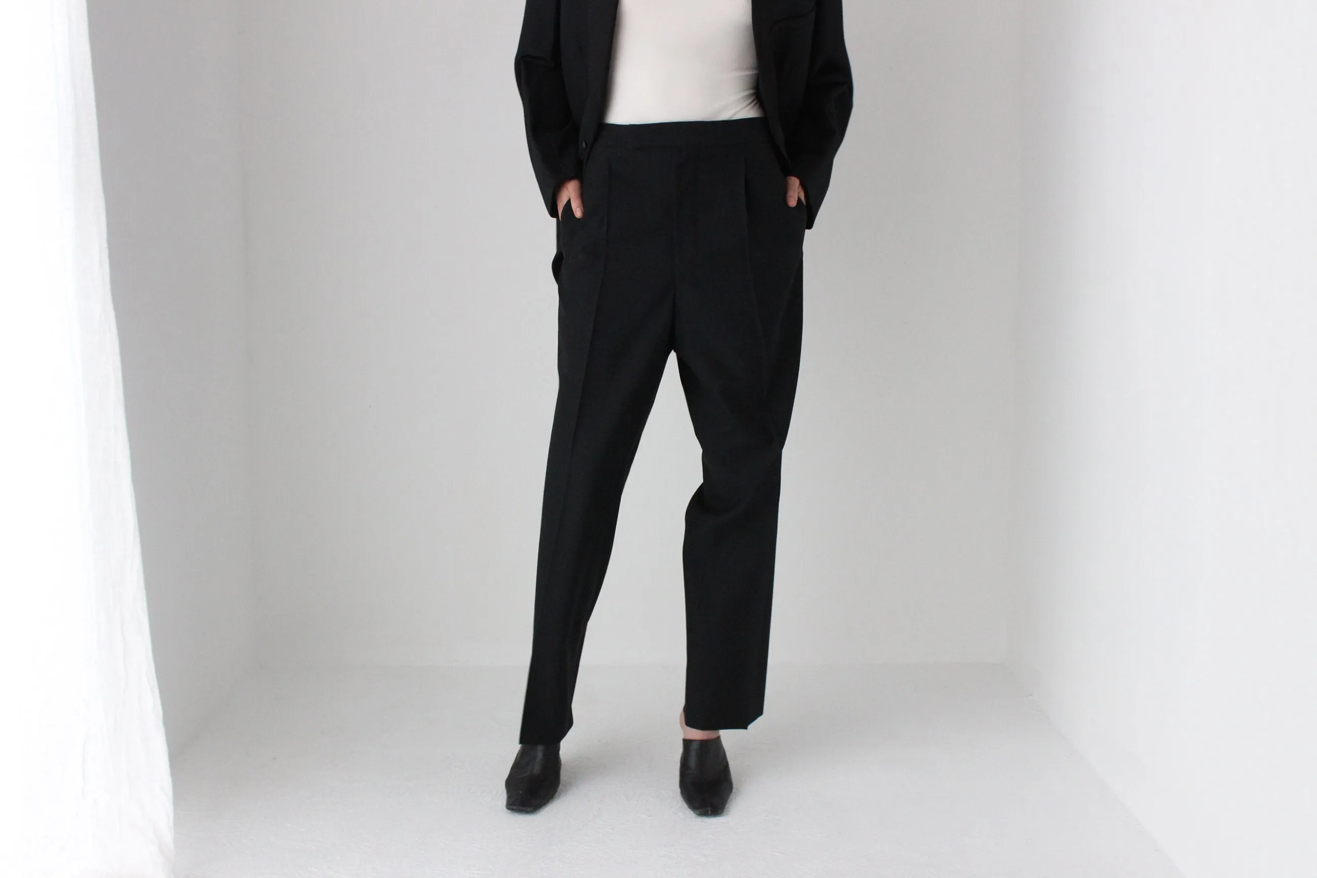 80s Wool Blend Androgynous Tuxedo Suit