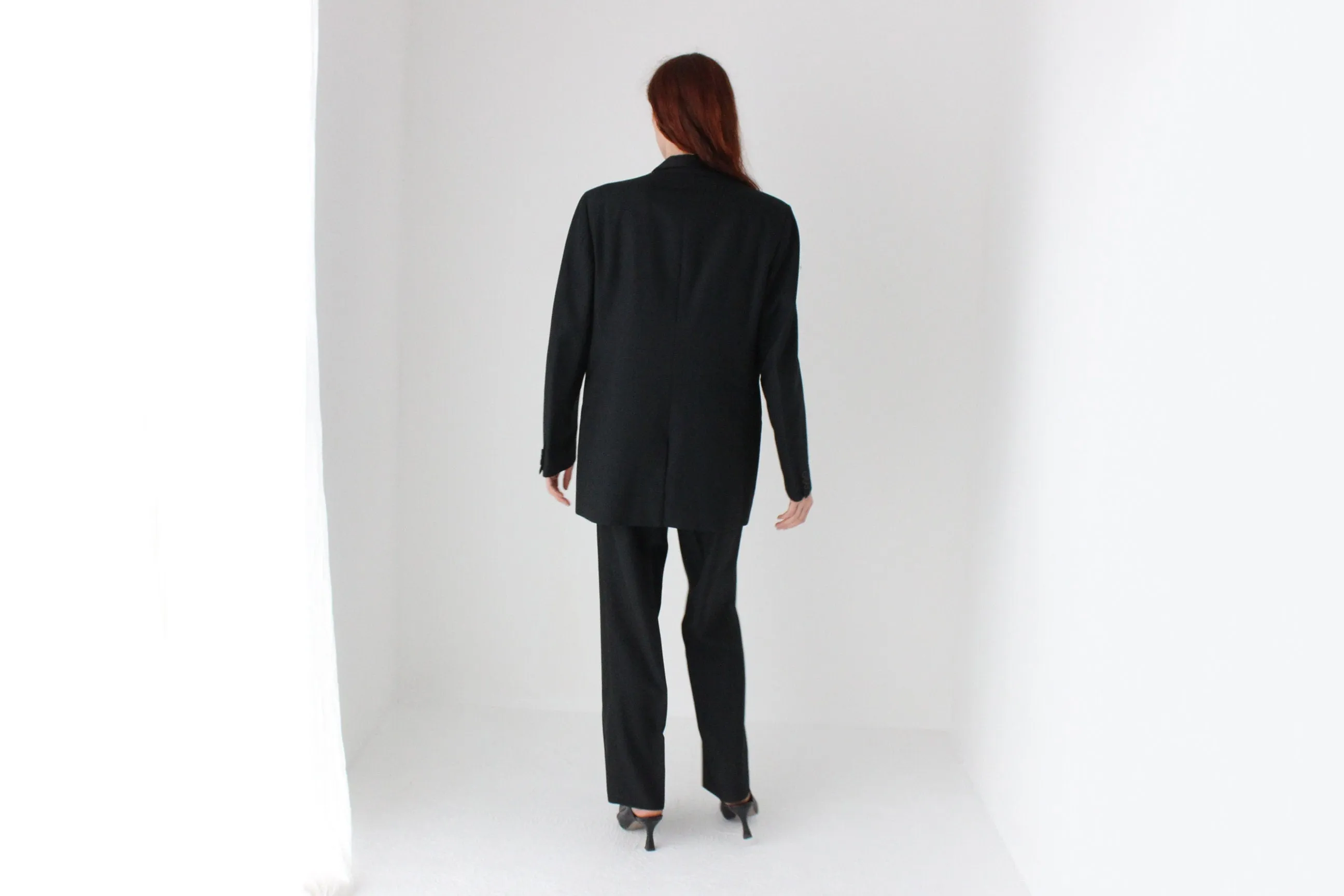 80s Wool Blend Androgynous Tuxedo Suit