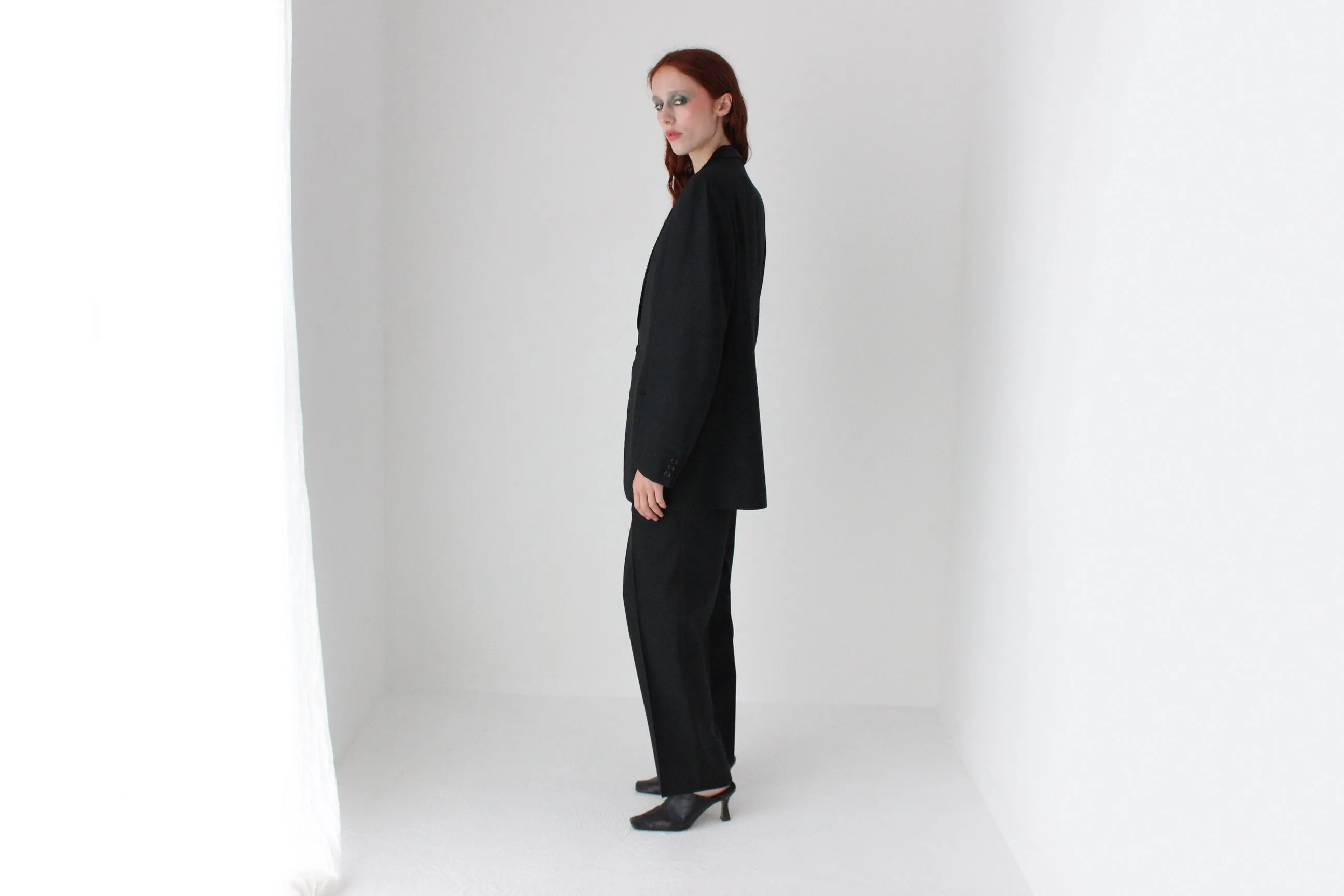 80s Wool Blend Androgynous Tuxedo Suit