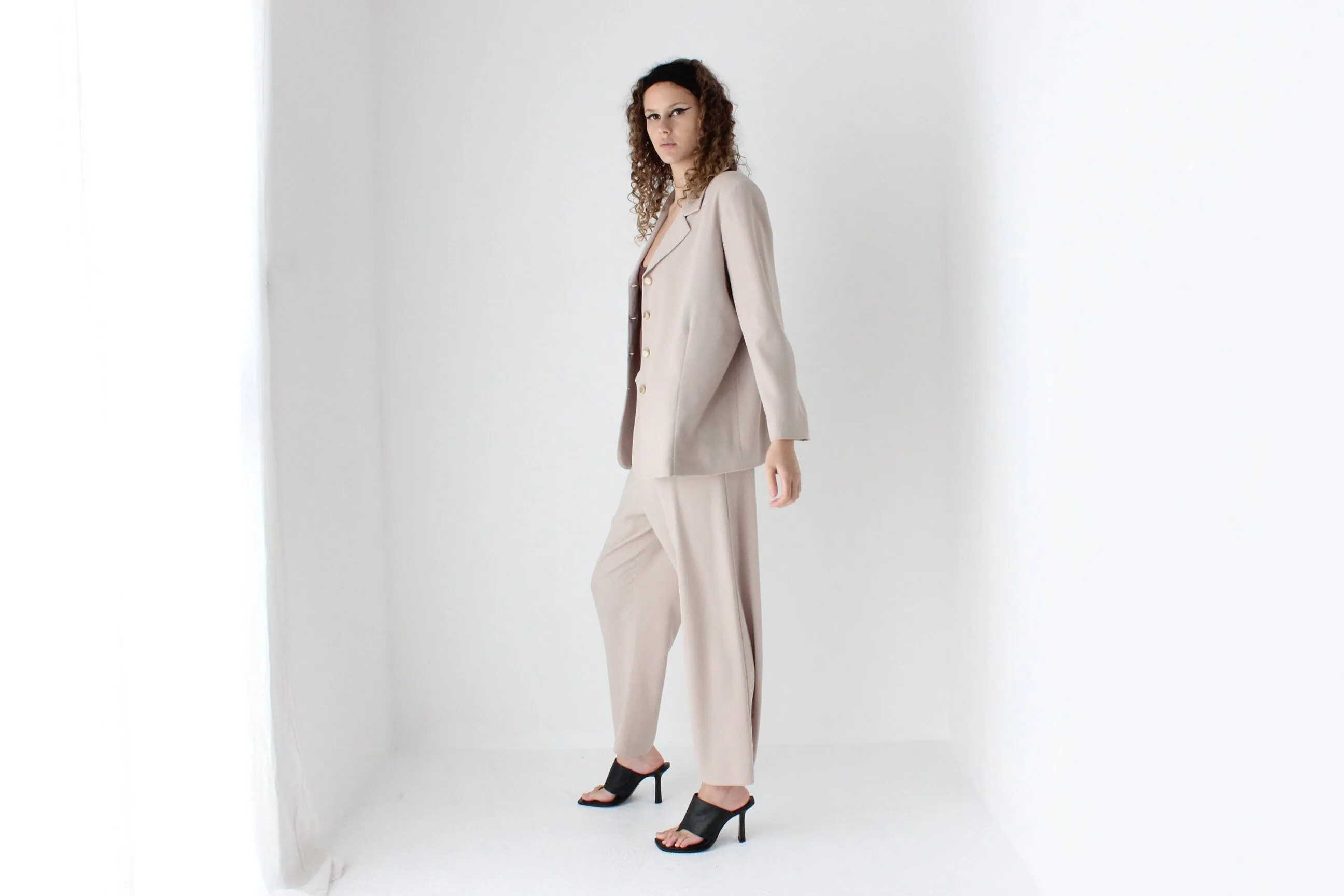 90s Neutral Oversized Boxy Two Piece Pant Suit