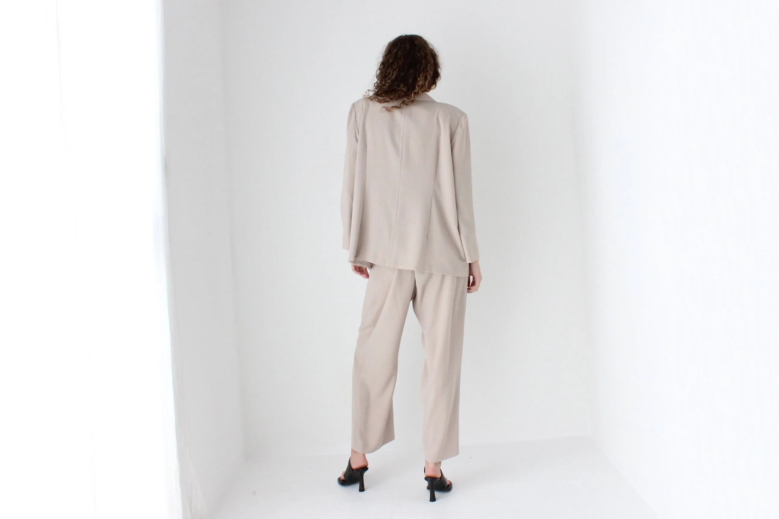 90s Neutral Oversized Boxy Two Piece Pant Suit