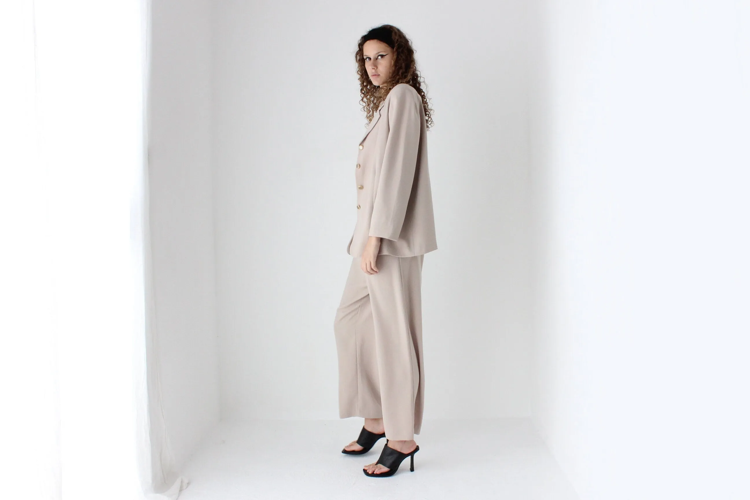 90s Neutral Oversized Boxy Two Piece Pant Suit