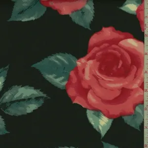 Black/Salmon Rose Techno Scuba Knit Fabric