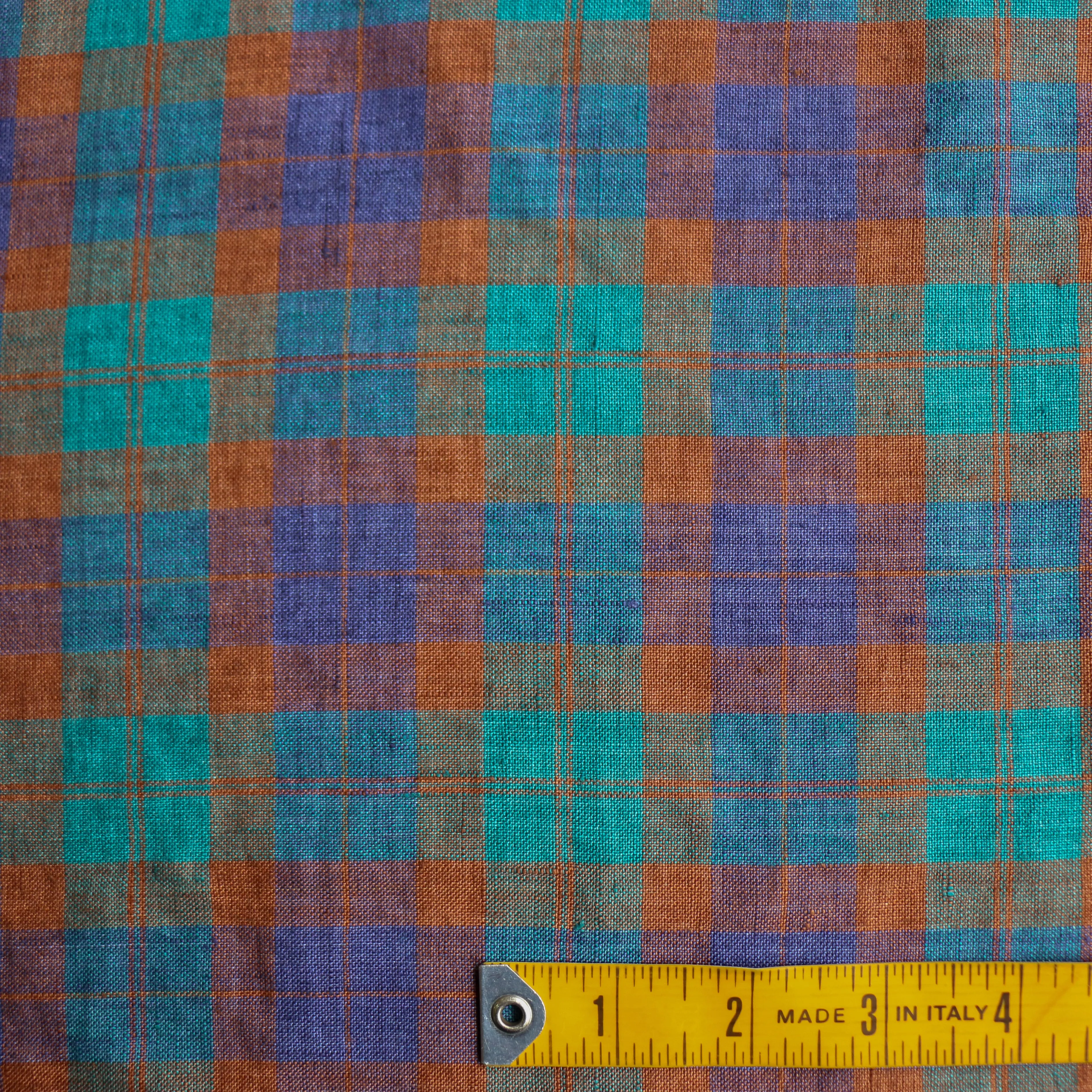 Brooklyn Check Turquoise Linen