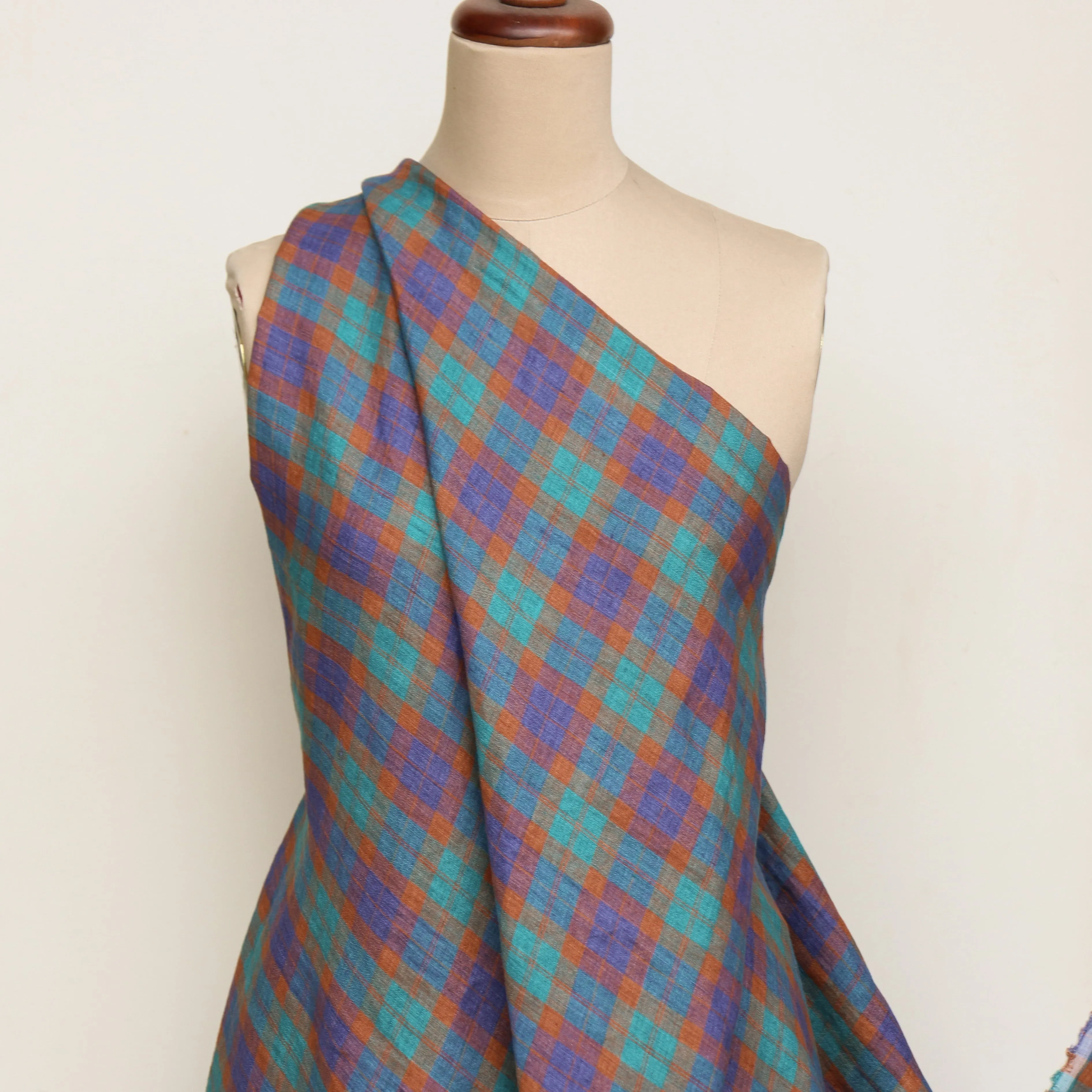 Brooklyn Check Turquoise Linen