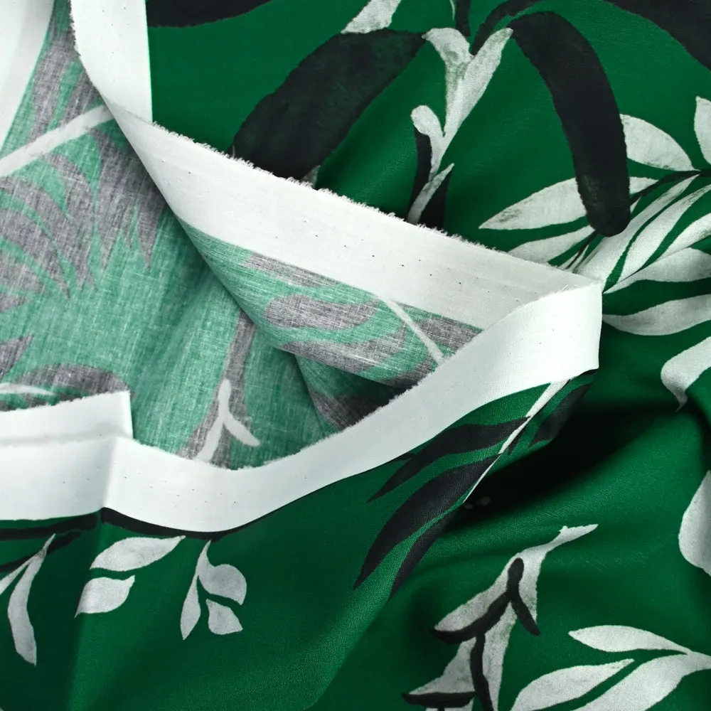 Coton imprimé bambou fond vert