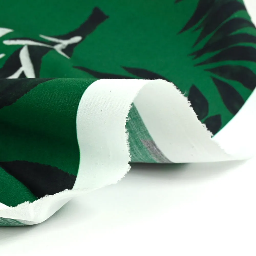 Coton imprimé bambou fond vert