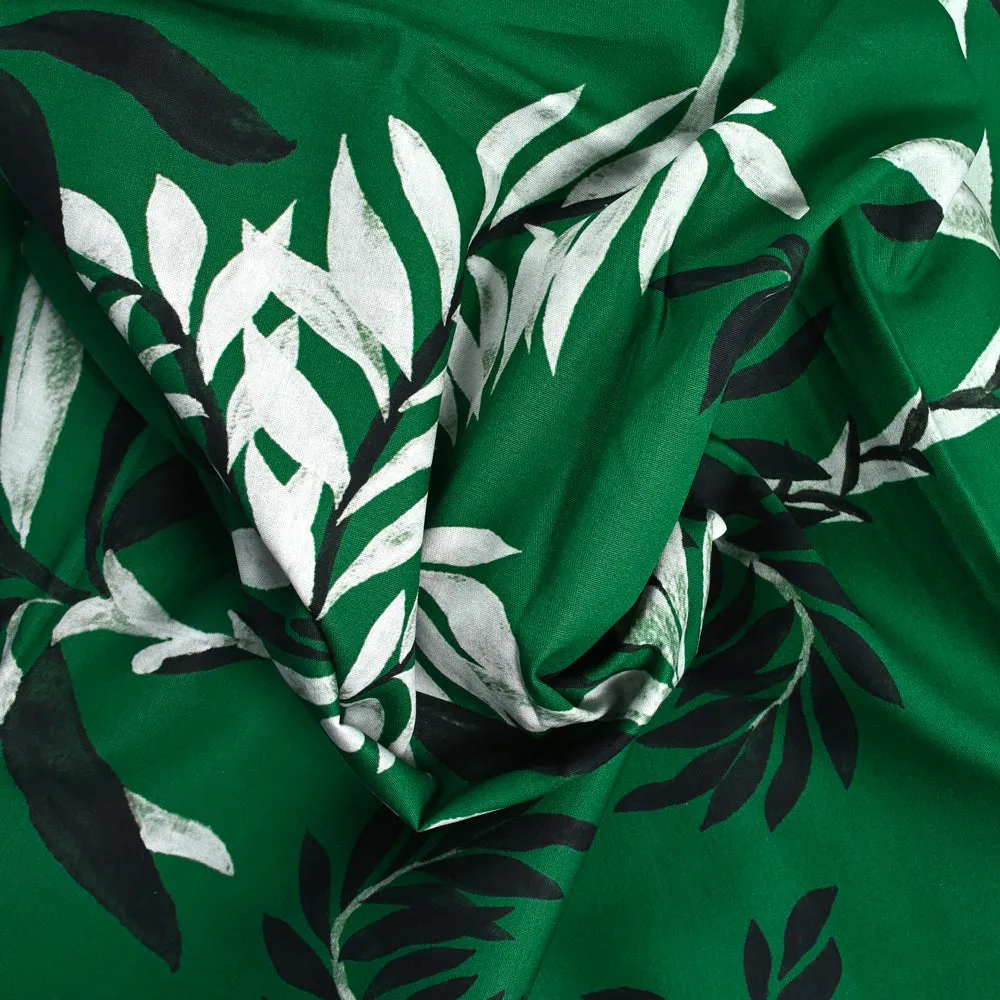 Coton imprimé bambou fond vert