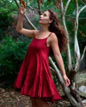 Cotton Swing Dress Maroon