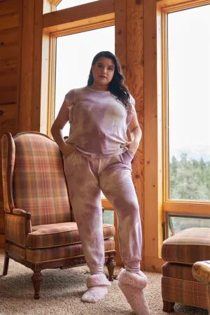 Curvy Line- Lavender Tie-dye Relaxed Top & High Waist Jogger Pants Set