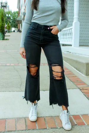 Destroyed Cropped Jeans - Black