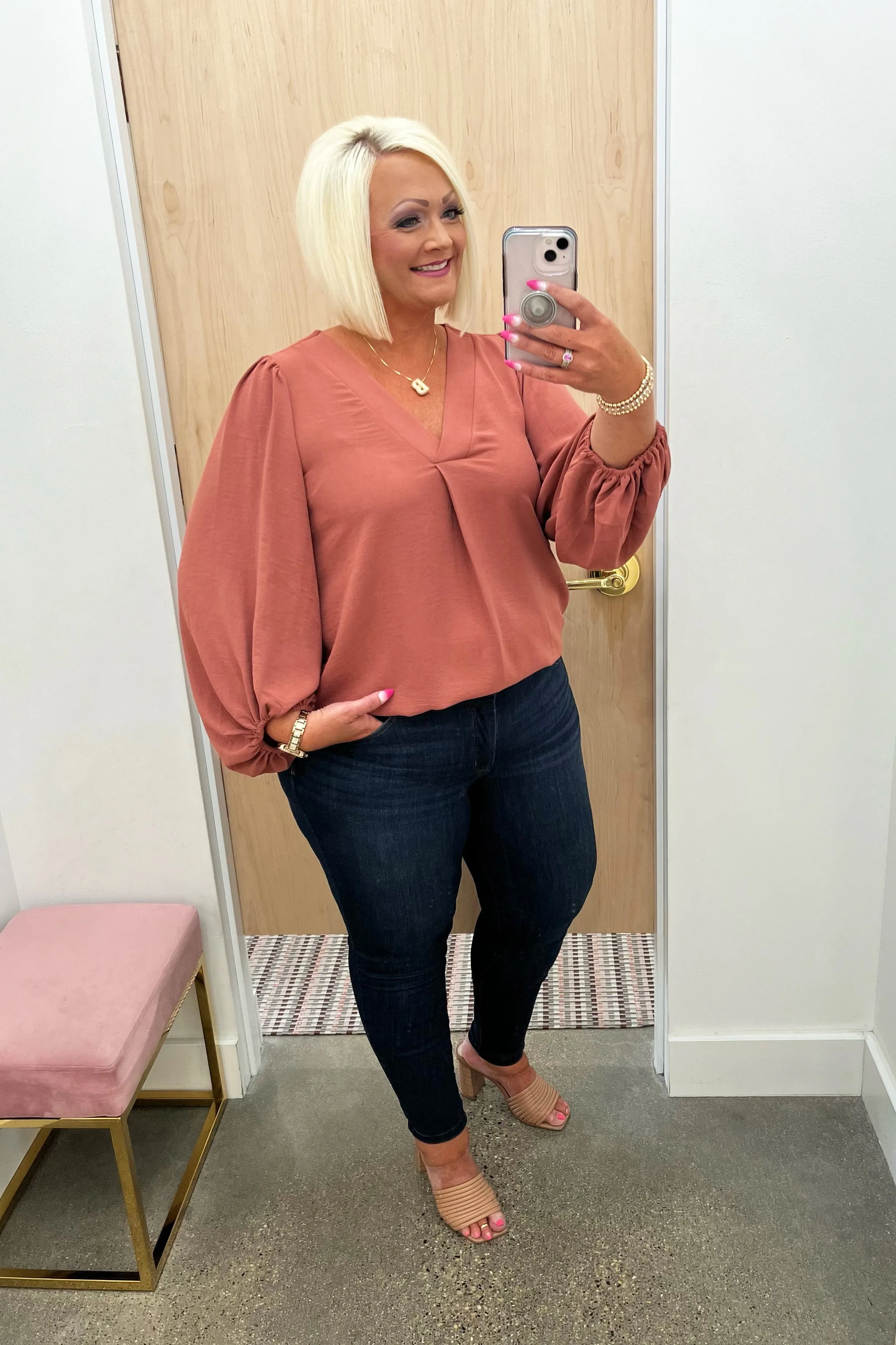Draped Balloon Sleeve Blouse - 2 Colors! - FINAL SALE