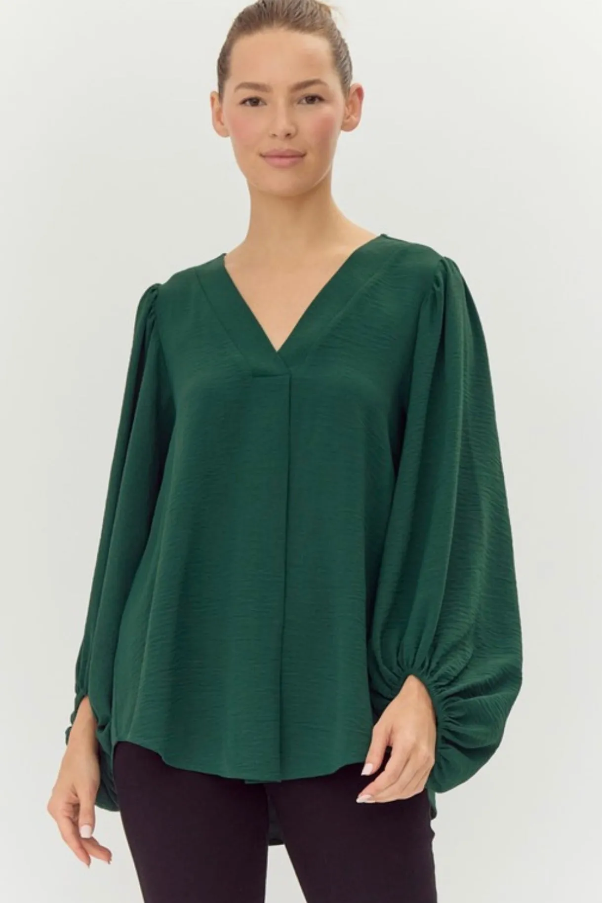 Draped Balloon Sleeve Blouse - 2 Colors! - FINAL SALE