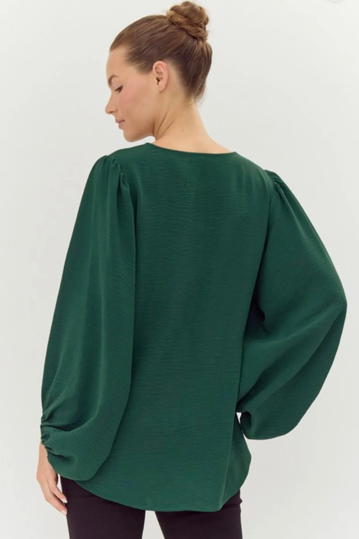 Draped Balloon Sleeve Blouse - 2 Colors! - FINAL SALE