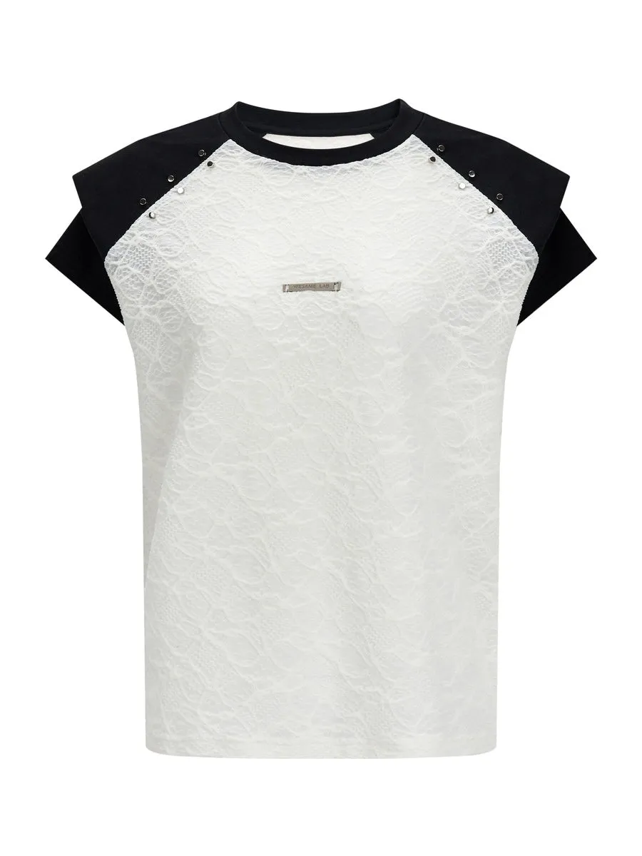 Embroidery Contrast Chic Casual T-Shirt