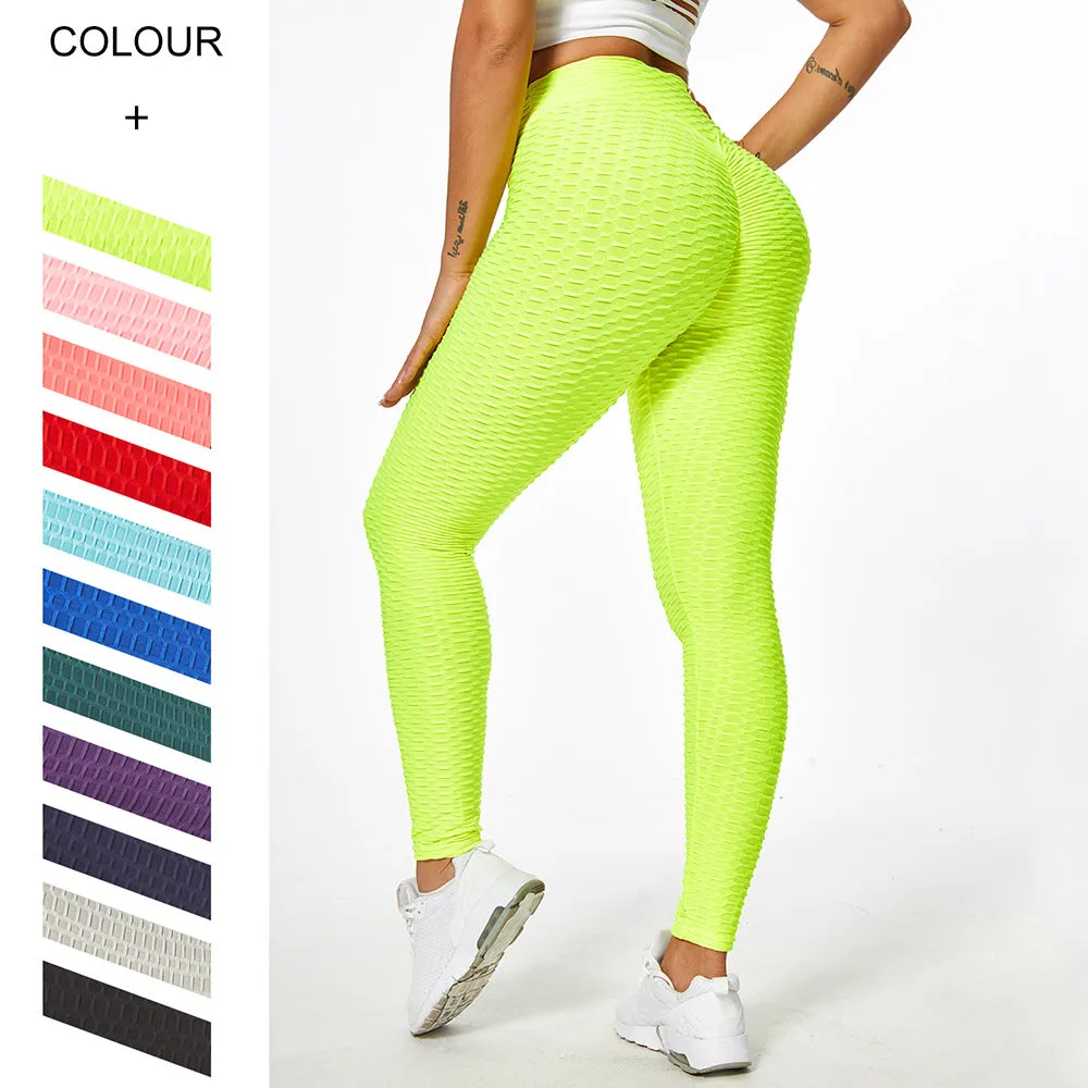 Europe Hot Selling Quality Jacquard Yoga Bubble Pants Casual Fitness Hip-Flattering Leggings Women Activewear