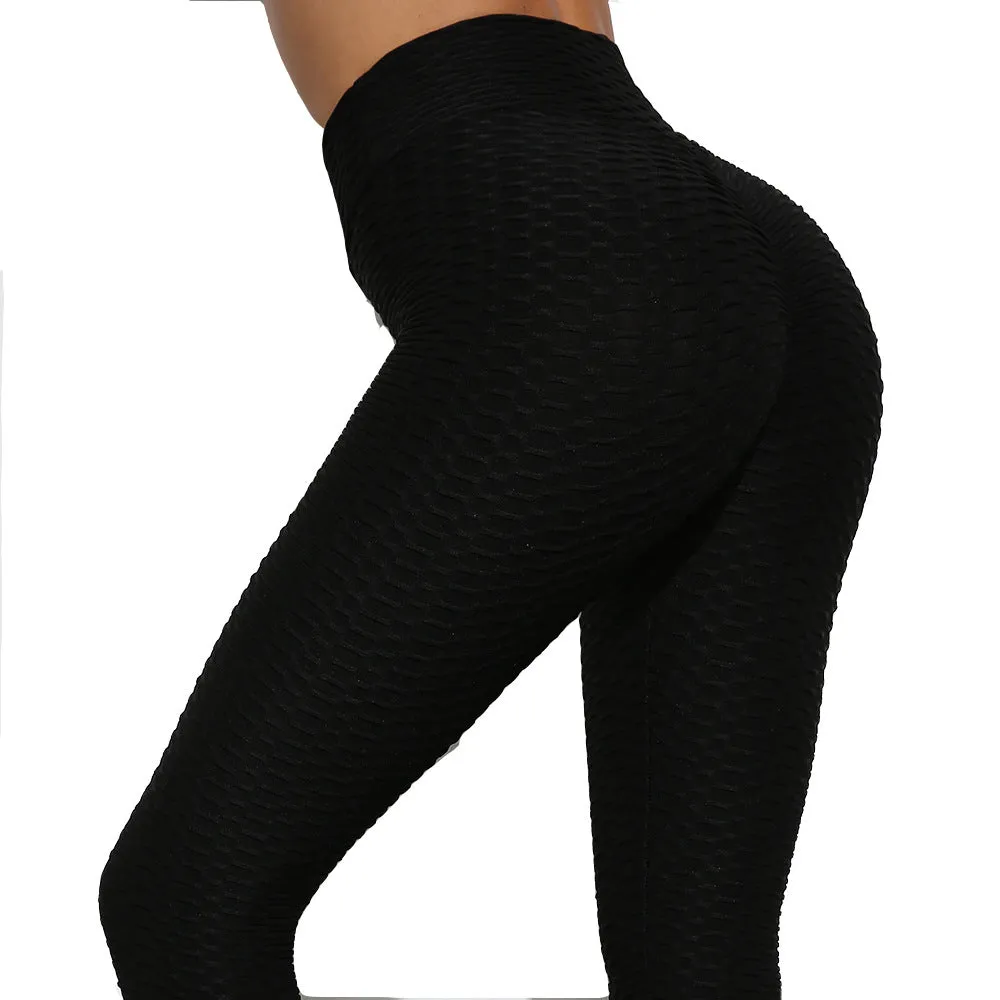 Europe Hot Selling Quality Jacquard Yoga Bubble Pants Casual Fitness Hip-Flattering Leggings Women Activewear