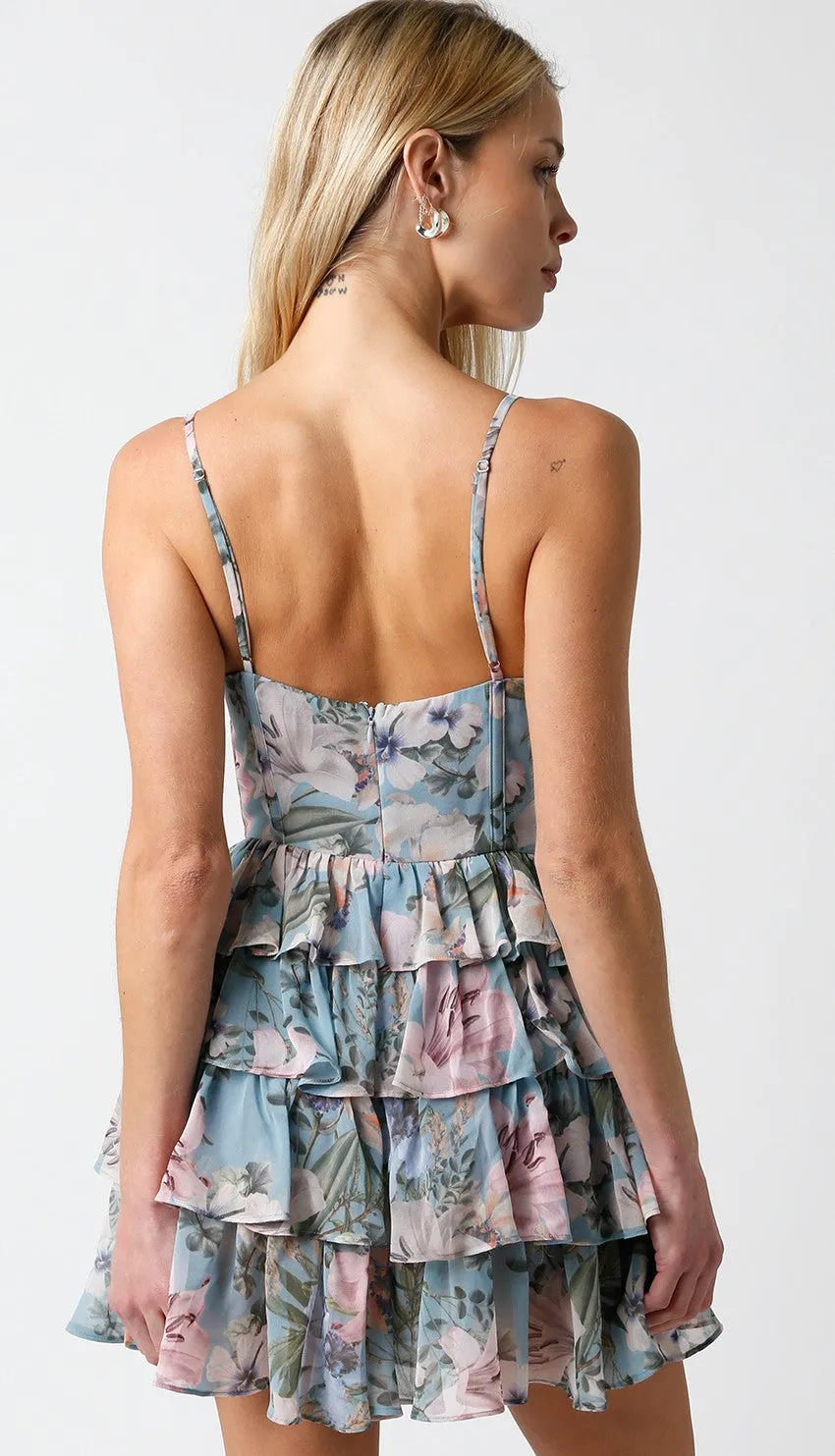 Floral Chiffon Ruffle Skirt Dress