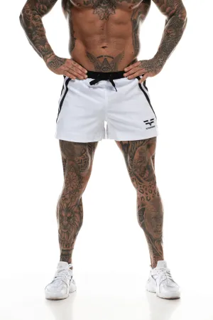 GymFreak Mens Pro Shorts - White - 3.5 inch