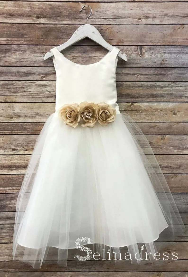 Hand Made Flower Lovely Pretty Cheap Wedding Little Girl Flower Girl Dresses GRS018