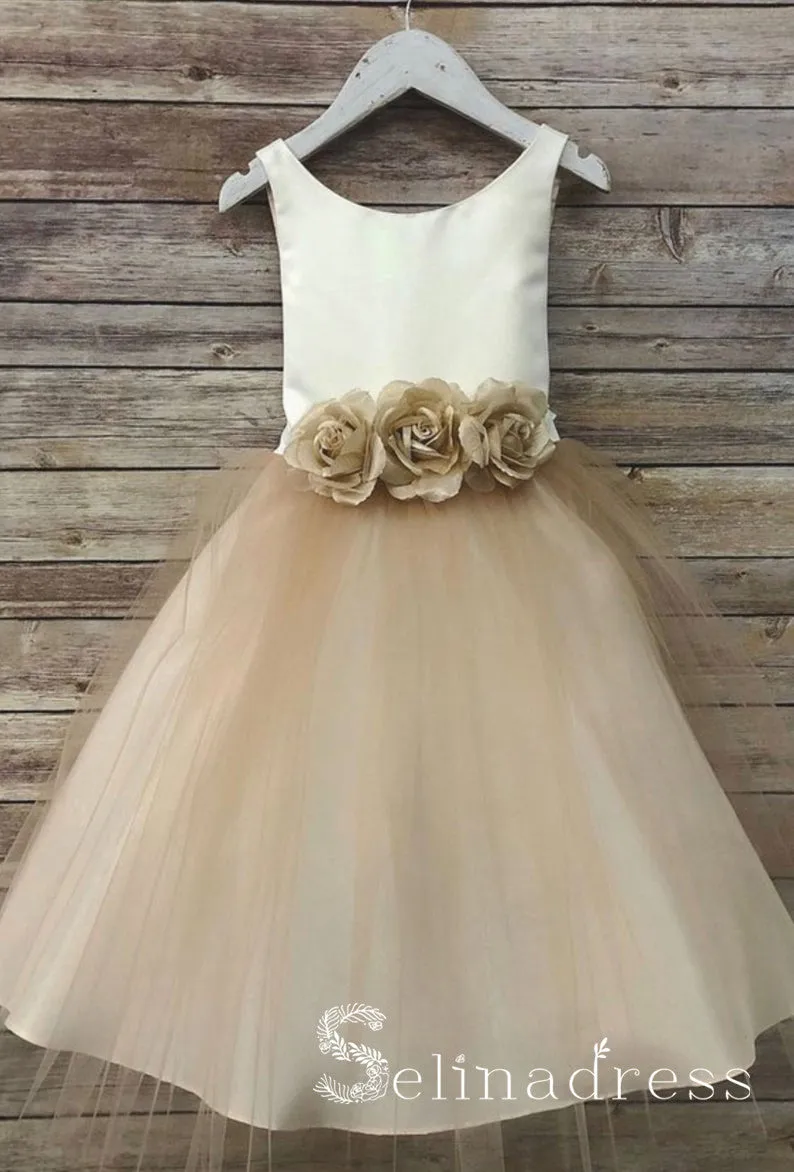 Hand Made Flower Lovely Pretty Cheap Wedding Little Girl Flower Girl Dresses GRS018