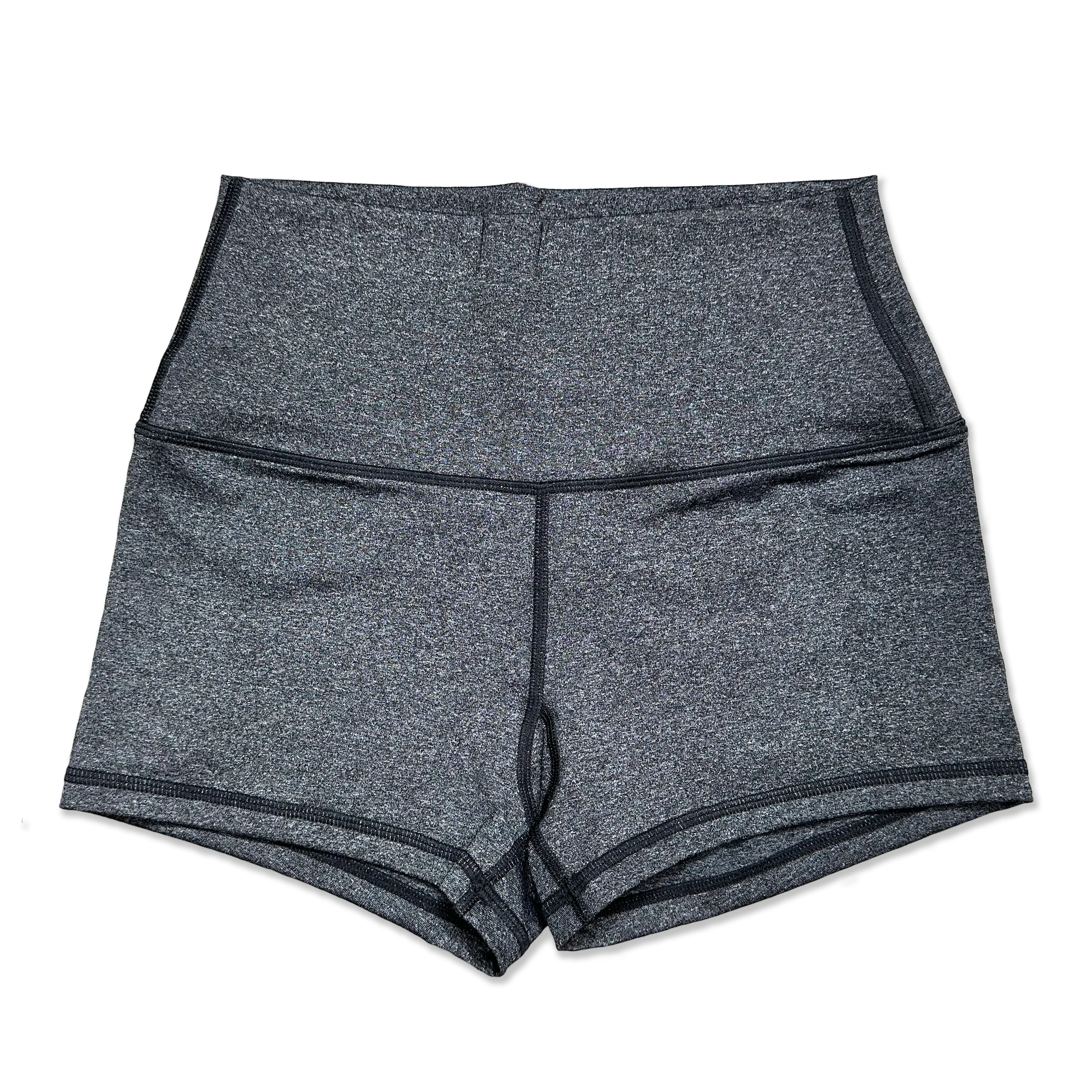 High Waist Booty Shorts - Heather Black