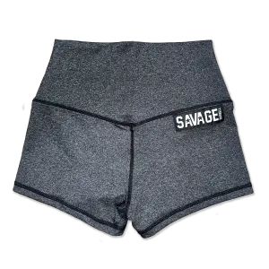 High Waist Booty Shorts - Heather Black