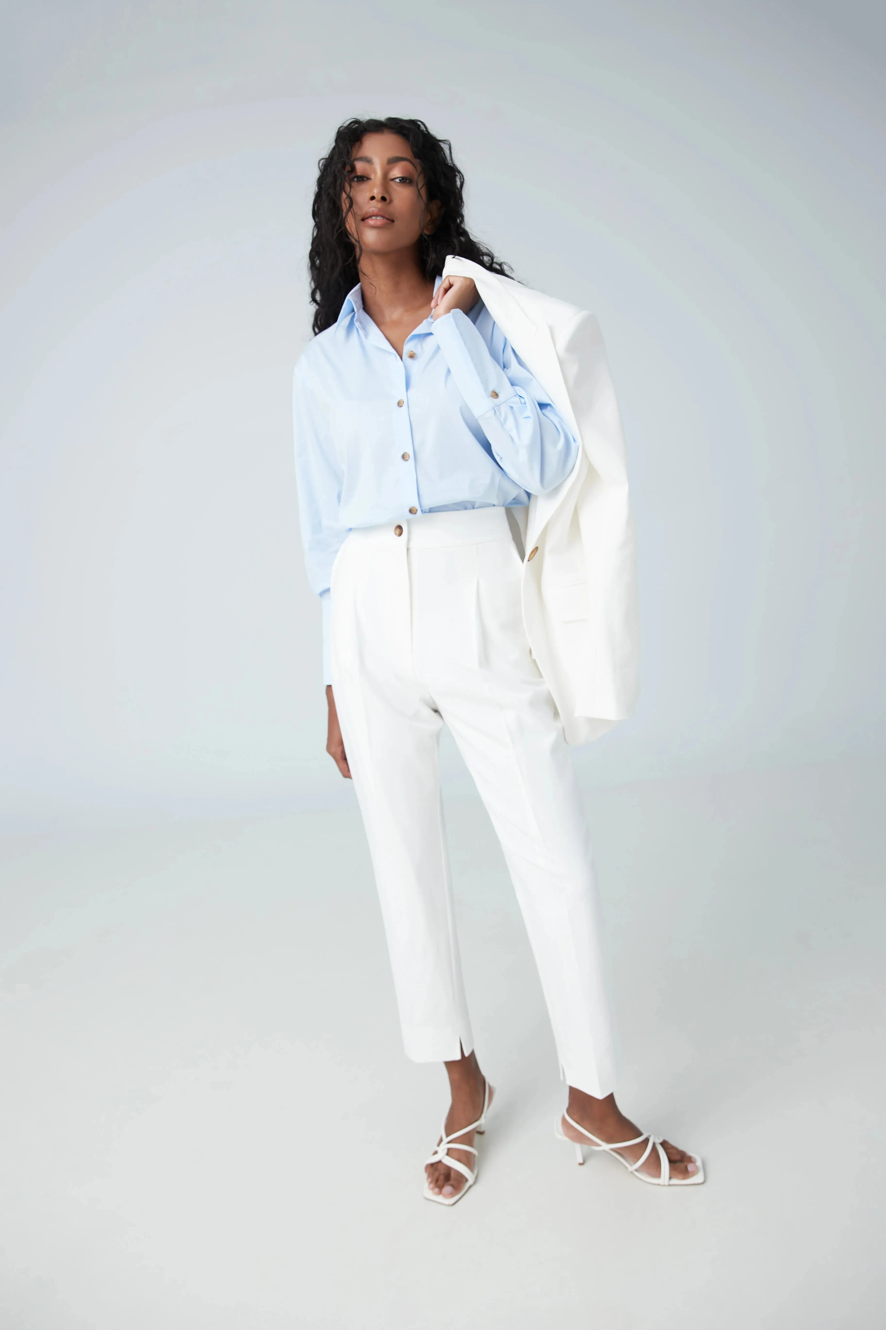 Iris Cropped pleated pants ivory