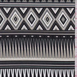 ITY Black/Sage/White Tribal Stripe Jersey Knit Fabric