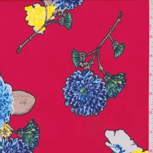 ITY Red/Blue Floral Sprig Nylon Jersey Knit Fabric
