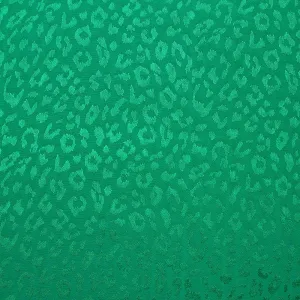 Jacquard de viscose satiné léopard fond vert