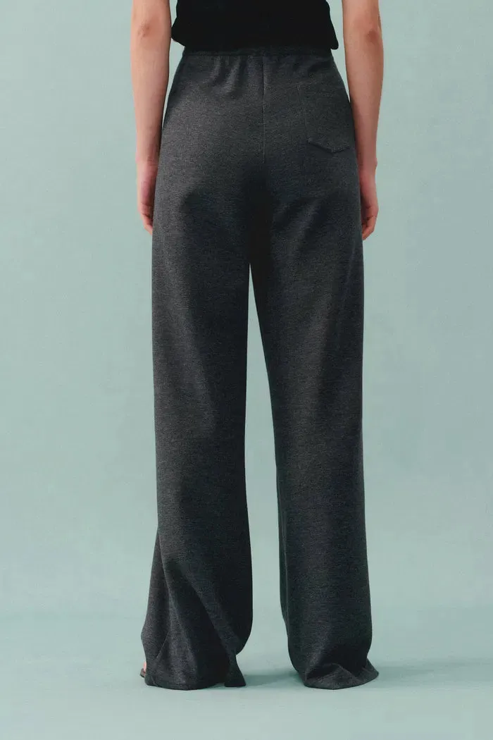 Kelly Pleated Wide Leg Track Pants in Cotton Modal Blend