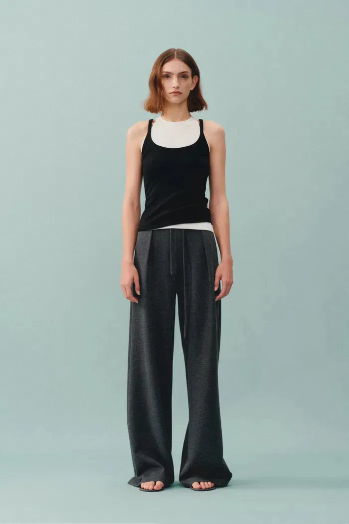 Kelly Pleated Wide Leg Track Pants in Cotton Modal Blend