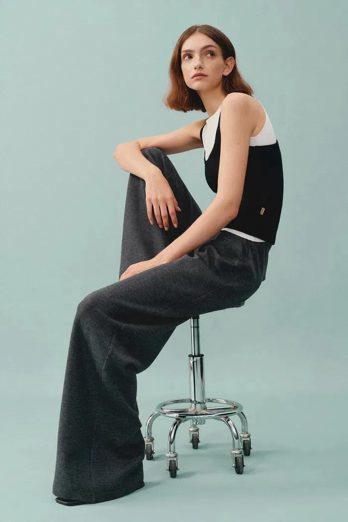 Kelly Pleated Wide Leg Track Pants in Cotton Modal Blend
