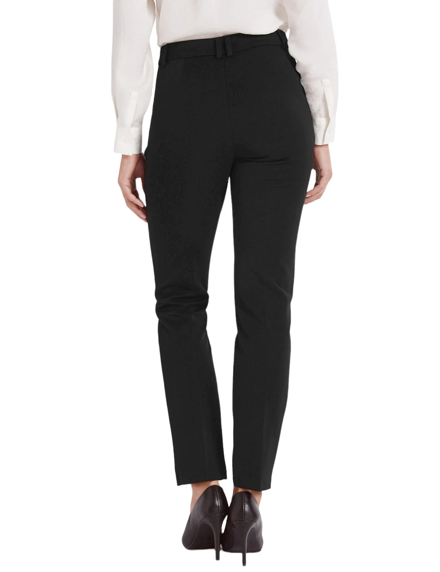 Ladies Black Flattering Zipped Pocket Slim Plus Size Trousers