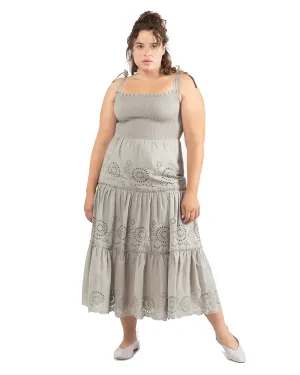 Lindsay Eyelet Midi Dress | Light Green
