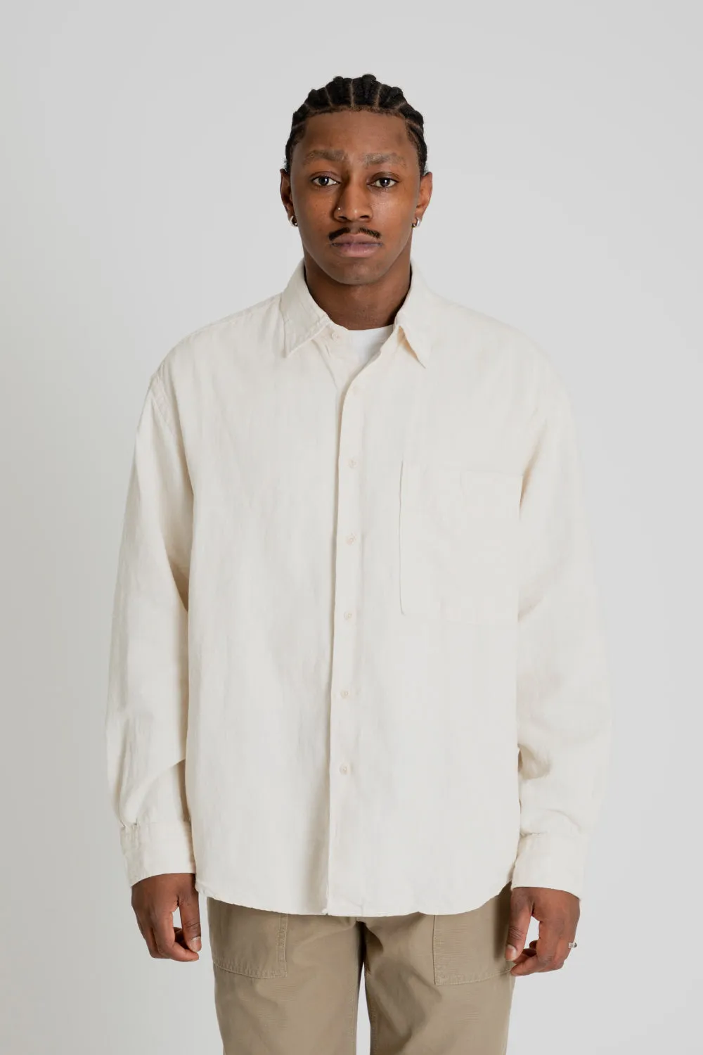 Linen Denim Relaxed Shirt - Natural