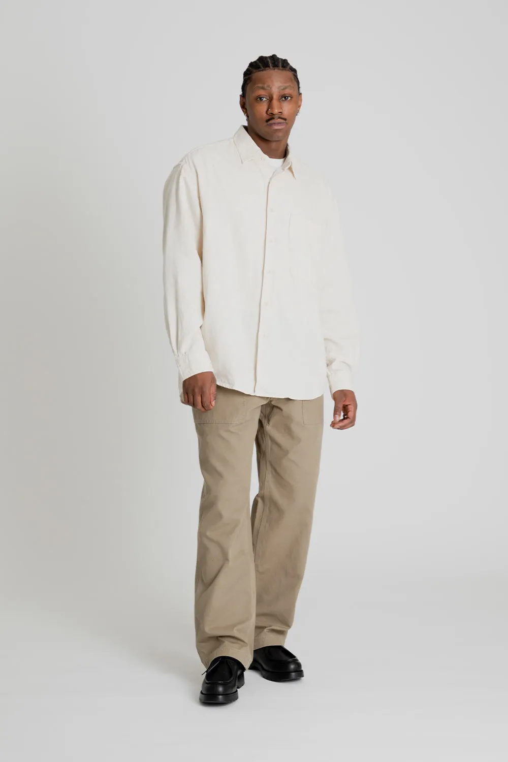 Linen Denim Relaxed Shirt - Natural