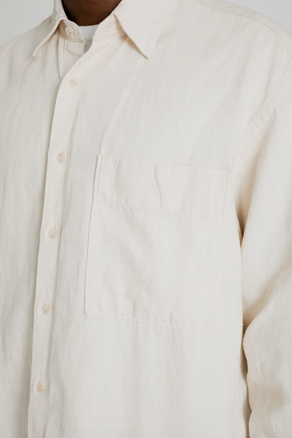 Linen Denim Relaxed Shirt - Natural