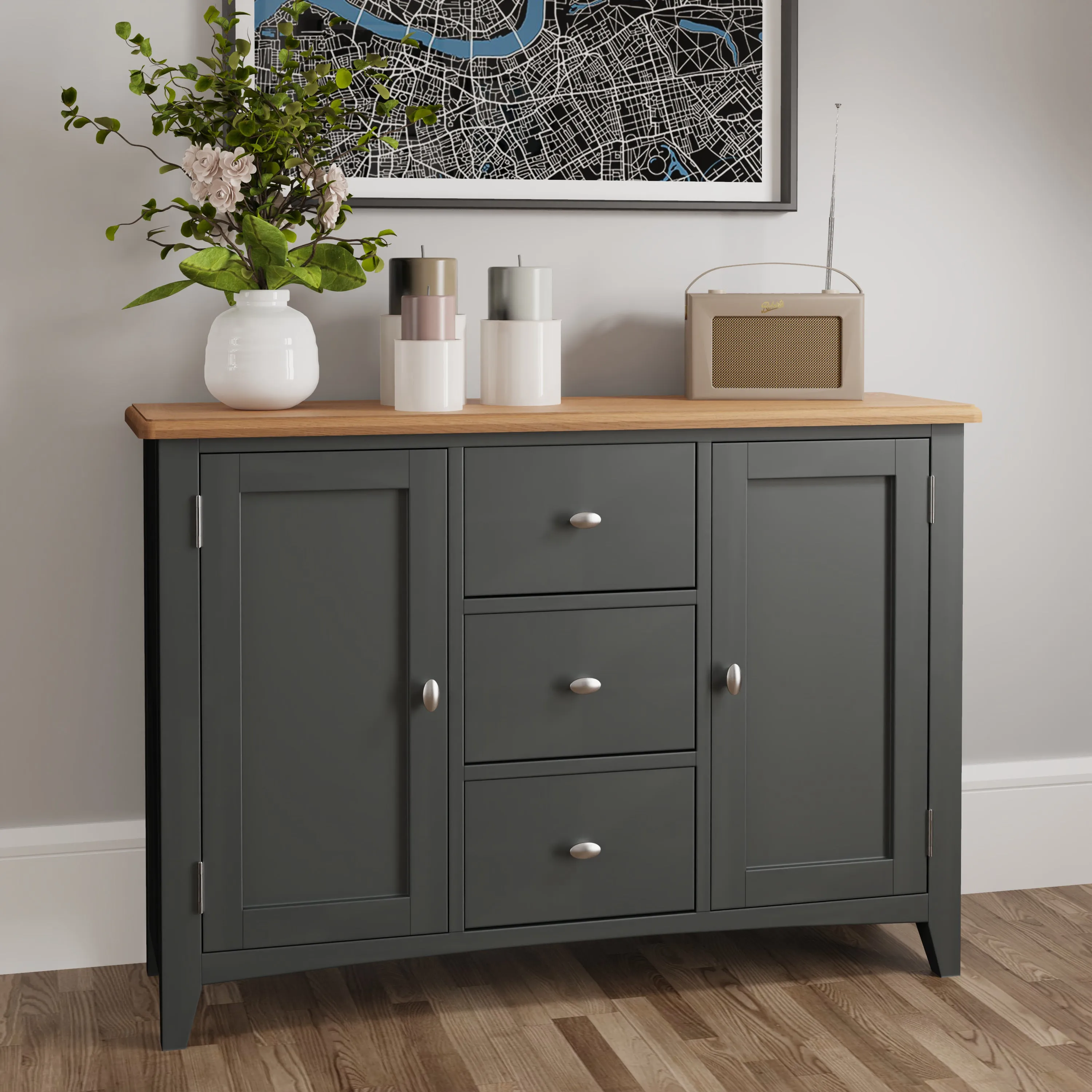 Malmesbury Grey Large Sideboard 115 x 34 x 80 cm