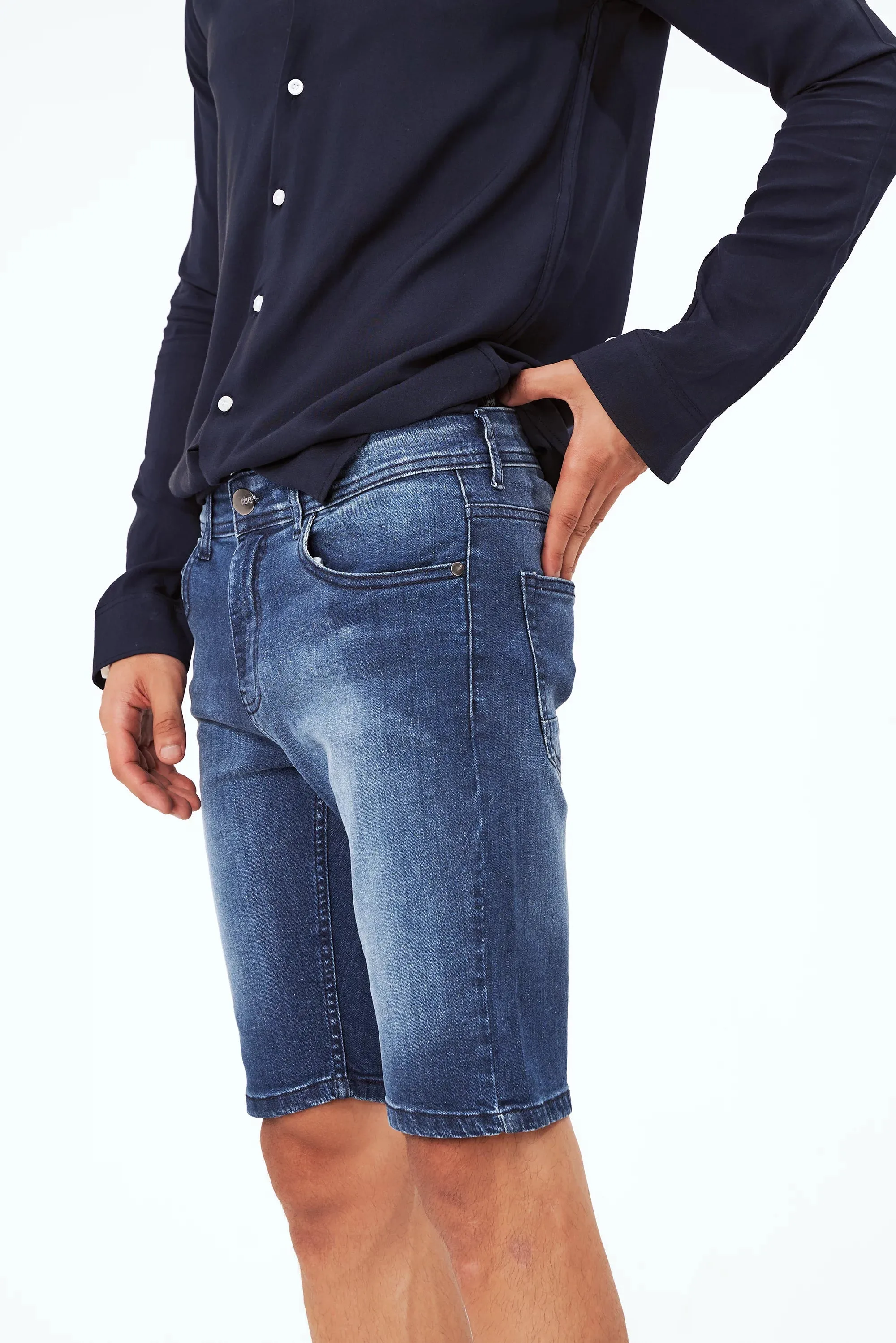 Men's Faded Denim Shorts Blue