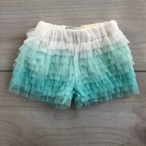 NEW Mayoral Teal & White Ruffled Adjustable Waist Tab Shorts