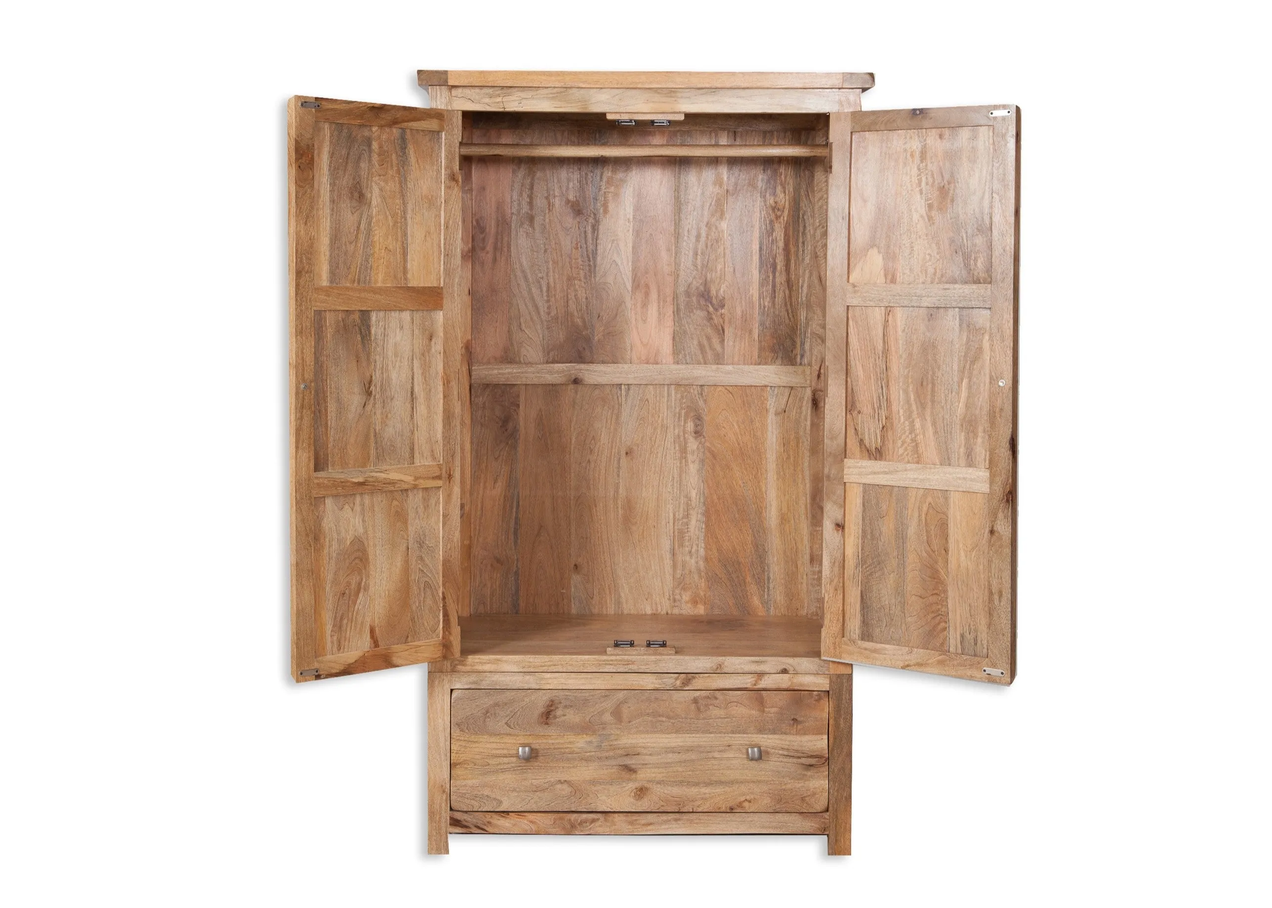 Odisha Solid Chunky Mango Wood 2 Door / 1 Drawer Double Wardrobe
