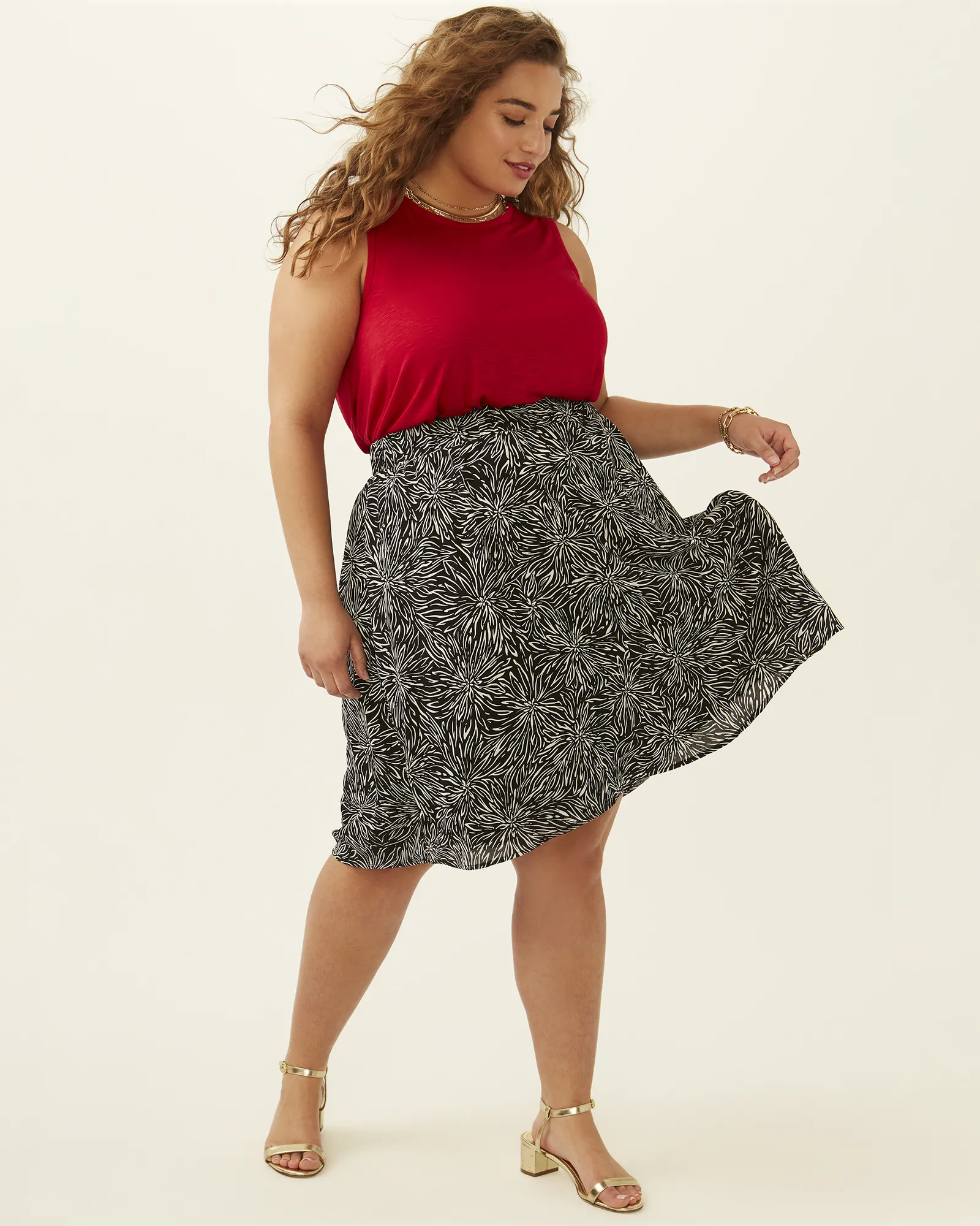 Orchid A-Line Flowy Skirt | Black / Ivory