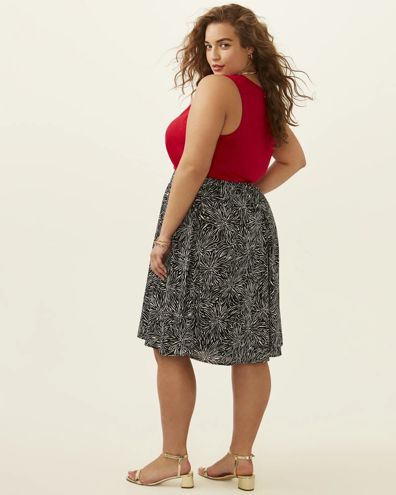 Orchid A-Line Flowy Skirt | Black / Ivory