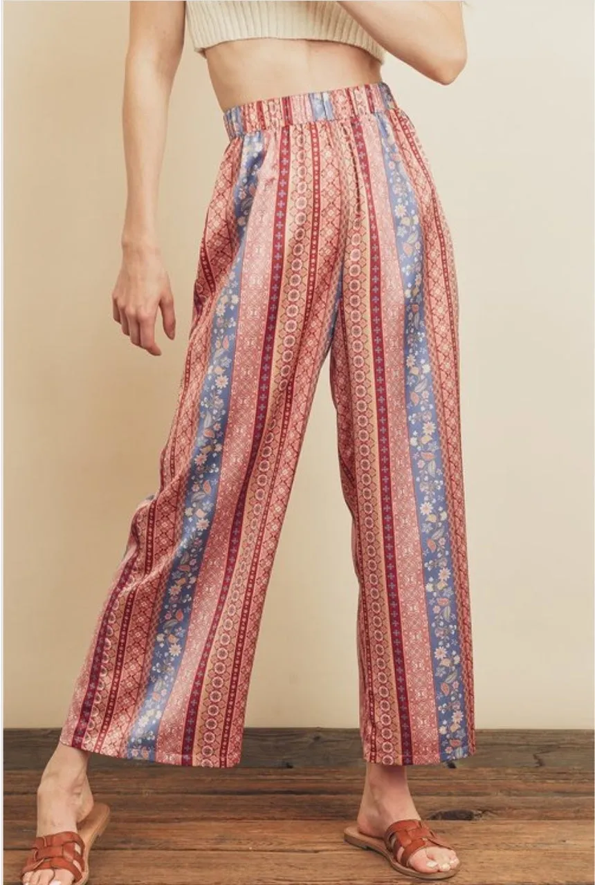 PAISLEY STRIPE PRINT PANTS
