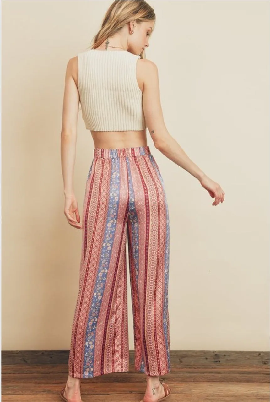 PAISLEY STRIPE PRINT PANTS