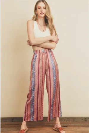 PAISLEY STRIPE PRINT PANTS