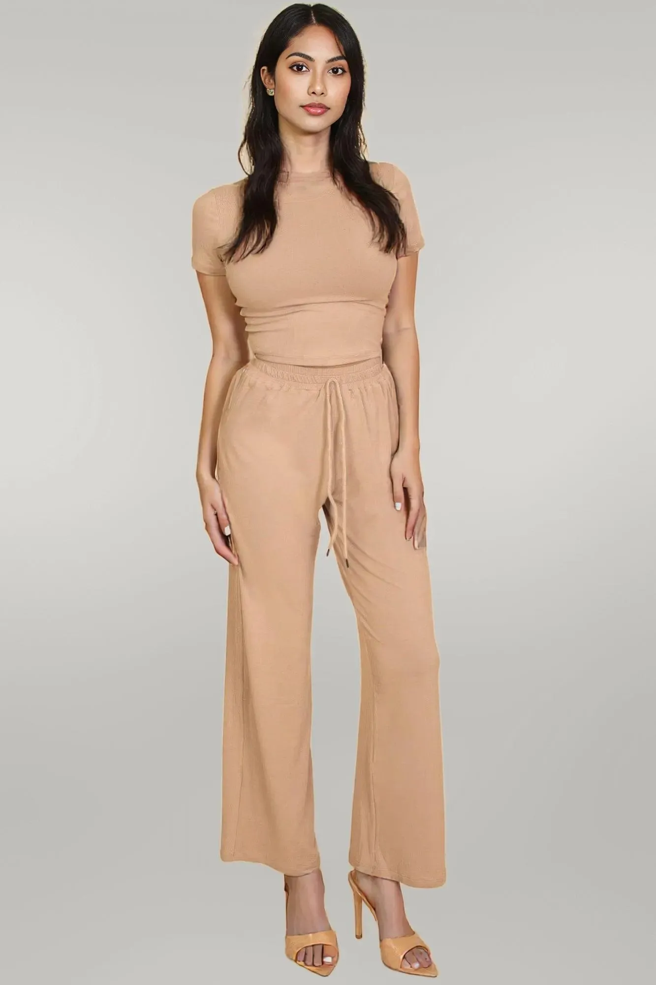 Relaxed Fit Top And Wide-leg Pants Set